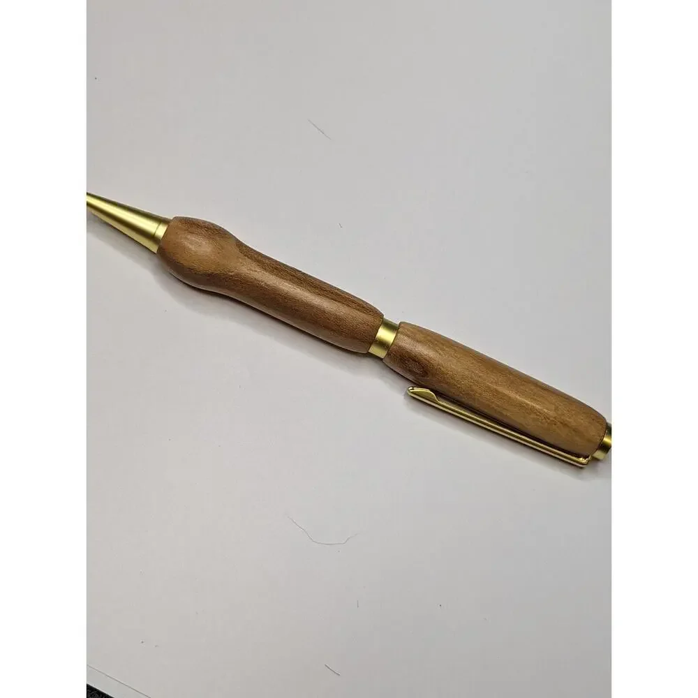 Slimline Twist Pen Satin Gold Finish Spalted‎ Maple Body Hand Turned Pen